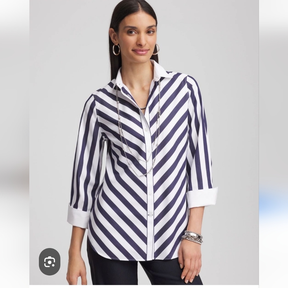 Women's Striped Button-Up Shirt